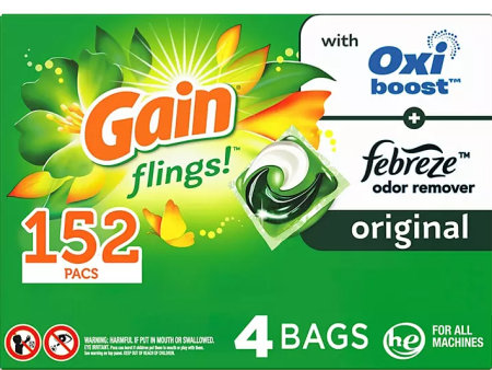 Gain Flings! Liquid Laundry Detergent Pacs, Original Scent (152 ct.) on Sale