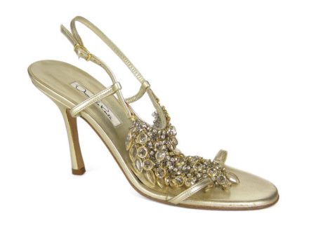 Oscar de la Renta Gold Crystal Sandals Online Hot Sale