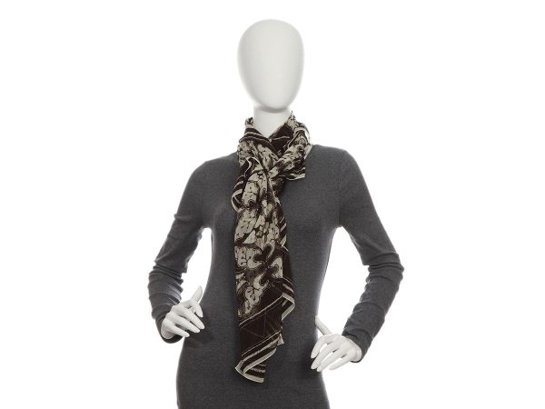 Dolce & Gabbana Brown and Cream Print Shawl on Sale