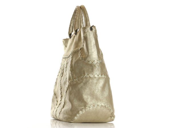 Bottega Veneta Light Metallic Gold Leather Hobo Online now