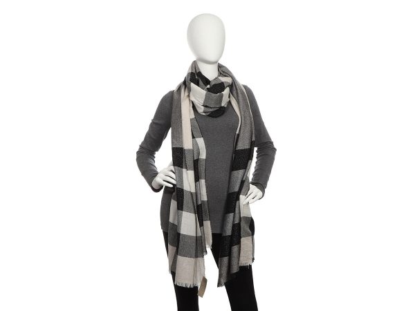 Burberry Black and Beige Sparkle Check Shawl Sale