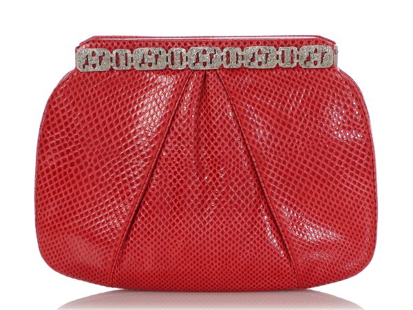 Judith Leiber Red Lizard Evening Bag Discount