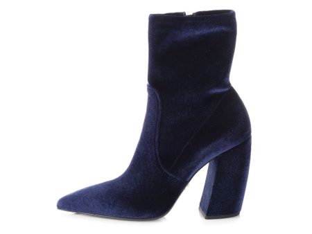 Prada Blue Velvet Ankle Boots Cheap