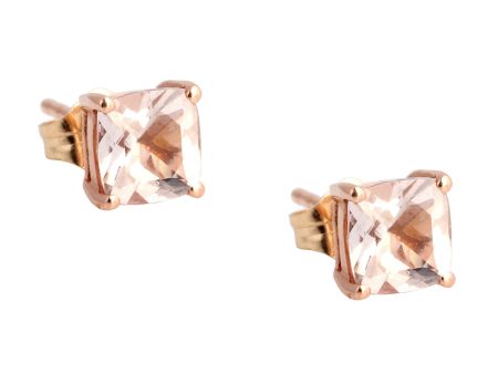 14K Rose Gold Morganite Stud Pierced Earrings on Sale