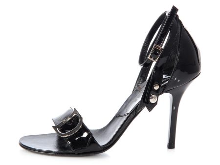 Christian Dior Black Patent Ankle Strap Sandals Sale