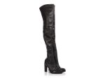 Alexander McQueen Black Leather Over The Knee Stretch Boots Cheap