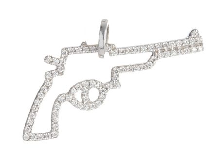 18K White Gold Diamond Gun Pendant Cheap