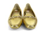 Prada Gold Leather Loafers Discount