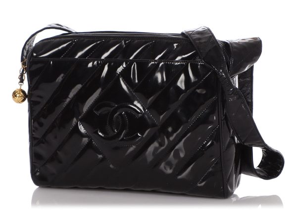 Chanel Vintage Black Patent Crossbody Bag Sale