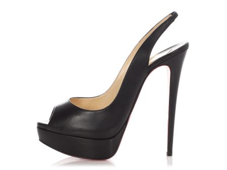 Christian Louboutin Black Open-Toe Slingback Platform Pumps Online now