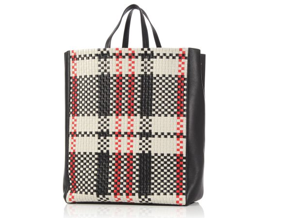 Céline Woven Plaid Tote Hot on Sale