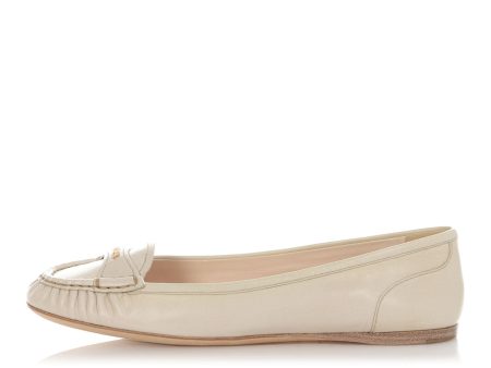 Prada Beige Leather Loafer Discount