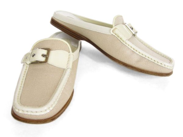 Tod s Cream Canvas Slides For Discount