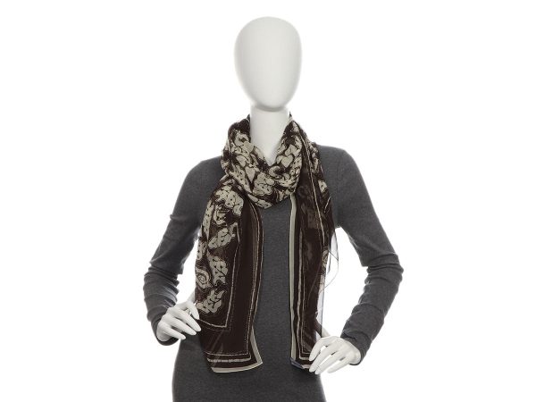 Dolce & Gabbana Brown and Cream Print Shawl on Sale