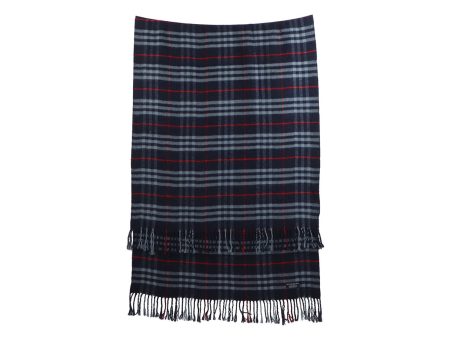 Burberry Navy and Red Wool Stole Cheap