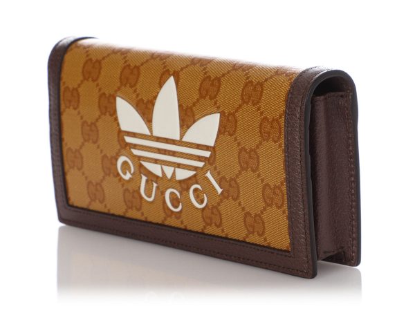 Gucci x Adidas GG Monogram Crystal Canvas Wallet on Chain on Sale