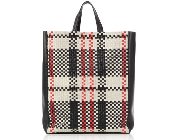 Céline Woven Plaid Tote Hot on Sale