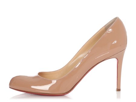 Christian Louboutin Beige Patent Simple 85 Pumps Online Sale