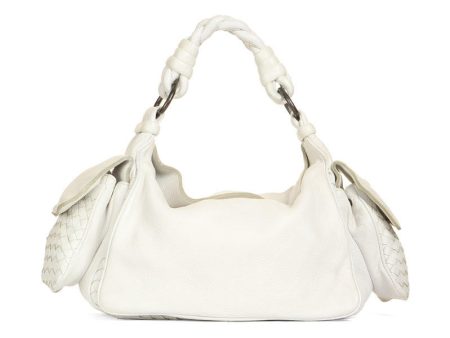 Bottega Veneta White Leather Cocker Satchel Hot on Sale