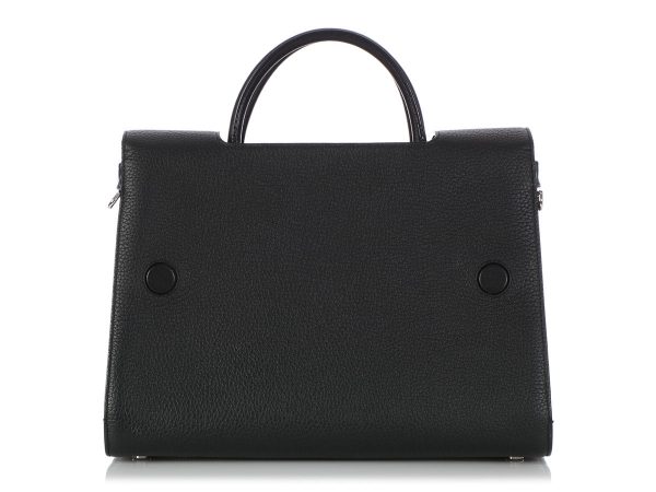 Dior Medium Black Grained Calfskin Diorever Flap Online Sale