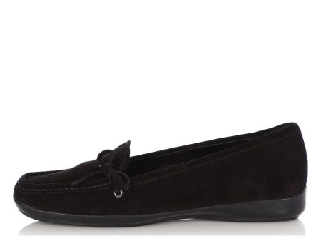 Prada Black Suede Moccasin Loafers Hot on Sale