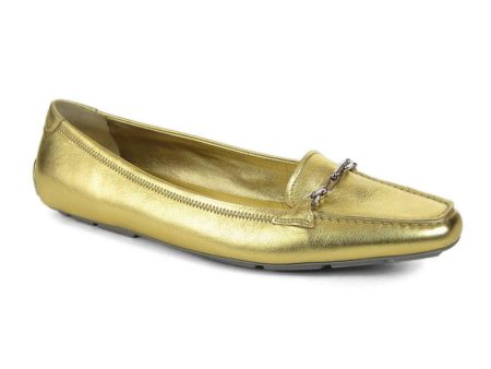 Prada Gold Leather Loafers Discount