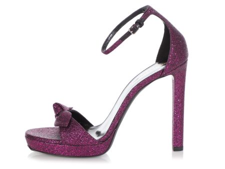 Saint Laurent Purple Glitter Hall Platform Sandals Online now