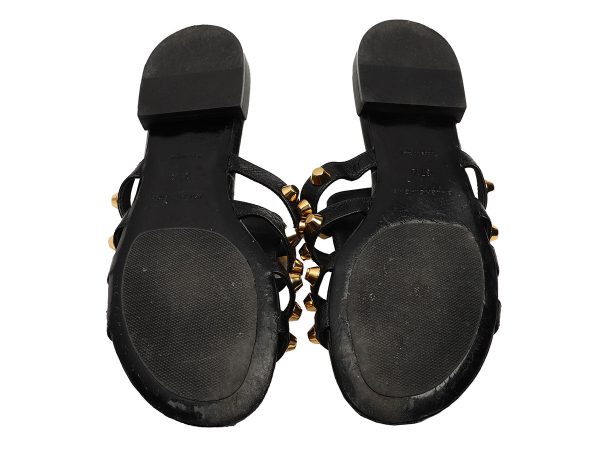 Balenciaga Black Giant Gold Gladiator Flat Sandal Slides Hot on Sale