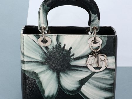 Dior Medium Dark Green Deerskin Floral Lady Dior For Cheap