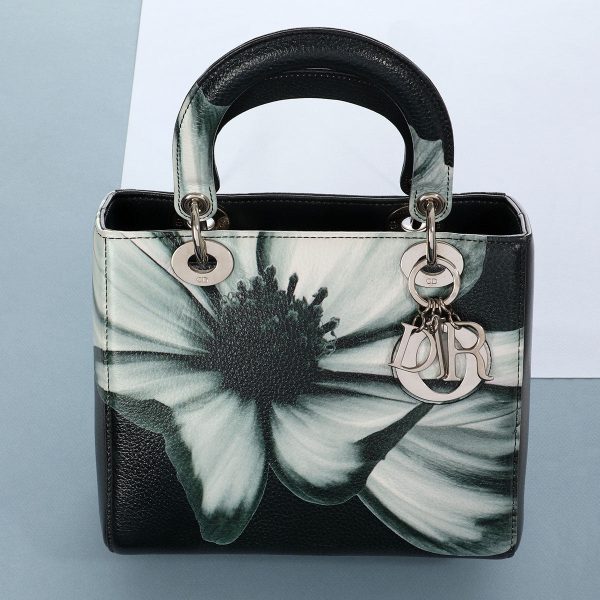 Dior Medium Dark Green Deerskin Floral Lady Dior For Cheap