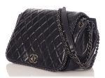 Chanel Navy Quilted Distressed Calfskin Chain Flap Cheap