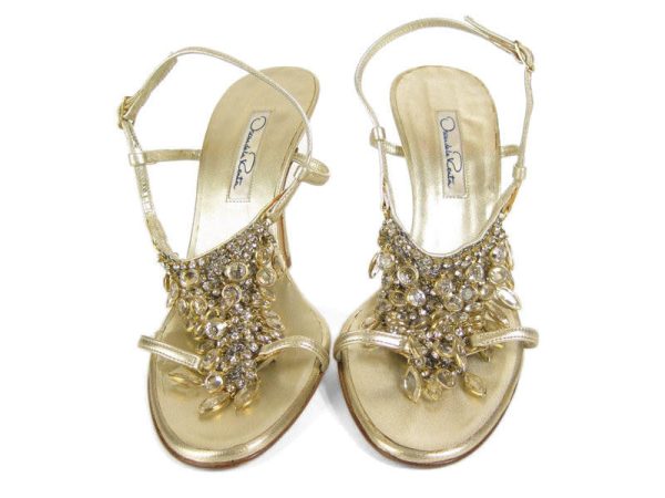 Oscar de la Renta Gold Crystal Sandals Online Hot Sale