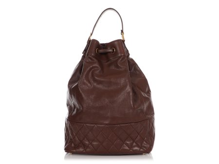 Chanel Vintage Large Brown Drawstring Backpack Sling Bag Online now