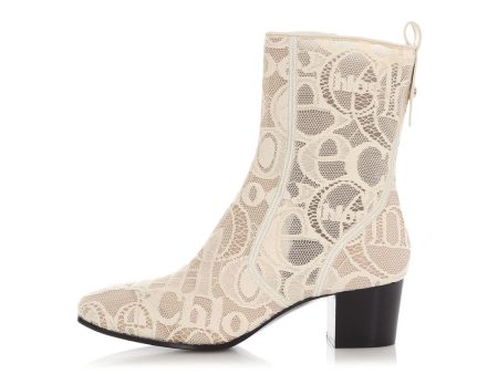 Chloé Beige Lace Ankle Boots Online now