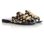 Balenciaga Black Giant Gold Gladiator Flat Sandal Slides Hot on Sale