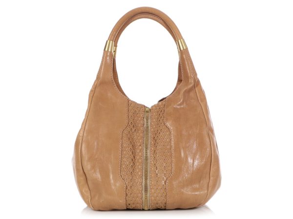 Jimmy Choo Beige Mandah Expandable Hobo on Sale