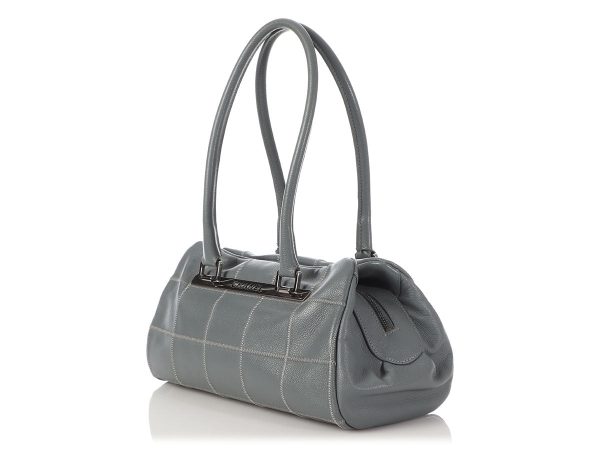 Chanel Gray Chocolate Bar-Quilted Caviar LAX Duffle Hot on Sale