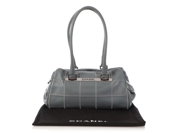 Chanel Gray Chocolate Bar-Quilted Caviar LAX Duffle Hot on Sale