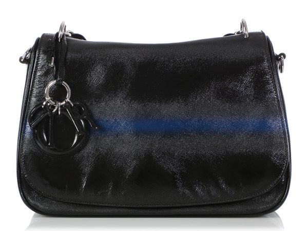 Dior’s Black and Blue Grained Leather Dune Bag Cheap