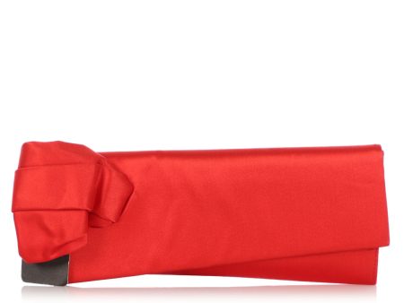 Christian Louboutin Red Satin Canta Bow Clutch Supply