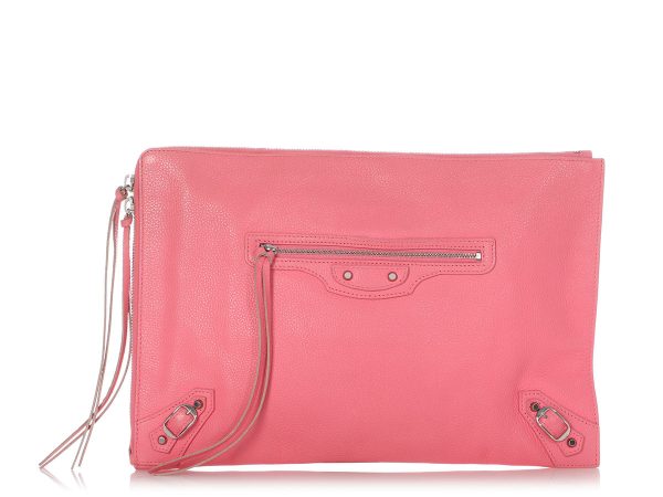 Balenciaga Large Pink Classic Zip Pouch Fashion