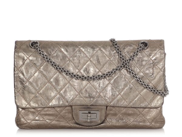 Chanel Bronze Quilted Distressed Metallic Calfskin Reissue 227 Sale