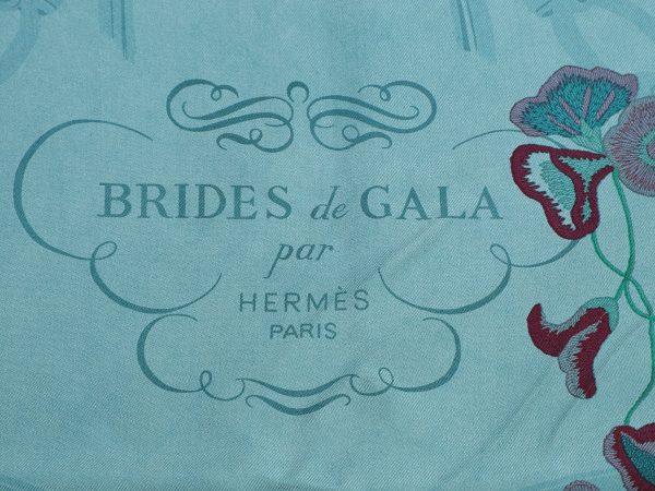 Hermès Blue Brides de Gala Fleuries Dip Dyed Silk Scarf 90cm on Sale