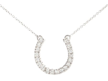 18K White Gold Diamond Horseshoe Necklace Supply