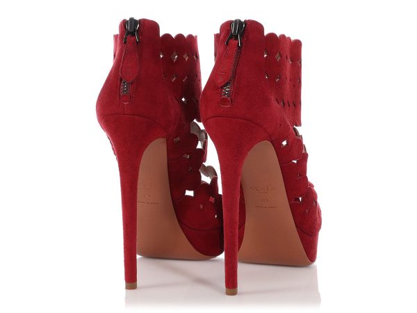 Alaïa Dark Red Suede Pumps Cheap