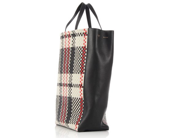 Céline Woven Plaid Tote Hot on Sale