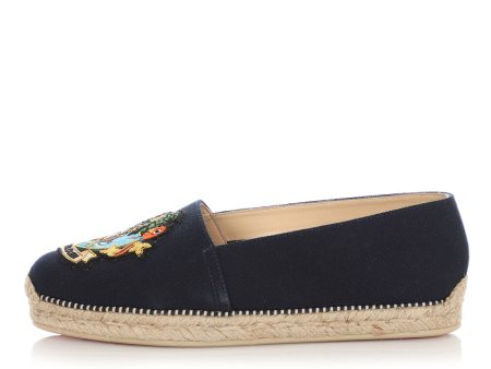 Christian Louboutin Navy Lougalia Espadrille Flats For Sale