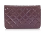 Chanel Violet Quilted Patent Brilliant Wallet On Chain WOC Discount