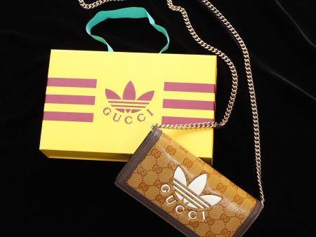 Gucci x Adidas GG Monogram Crystal Canvas Wallet on Chain on Sale