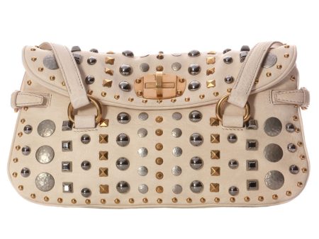 Miu Miu Studded Cream Shoulder Bag on Sale